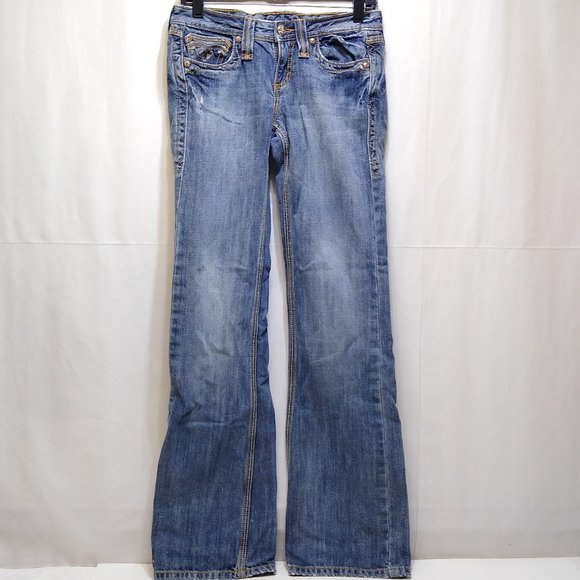 VF Jeanswear Women's 3x34 Low Rise Flared Legs With Silver & Gold Mini-Studs EUC - Picture 1 of 14